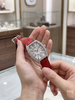 Lushik Luxury Diamond-Studded Quartz Watch - Striking Red Edition