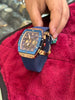 Premium Tonneau Shape Skeleton Watch with Blue Silicon Strap