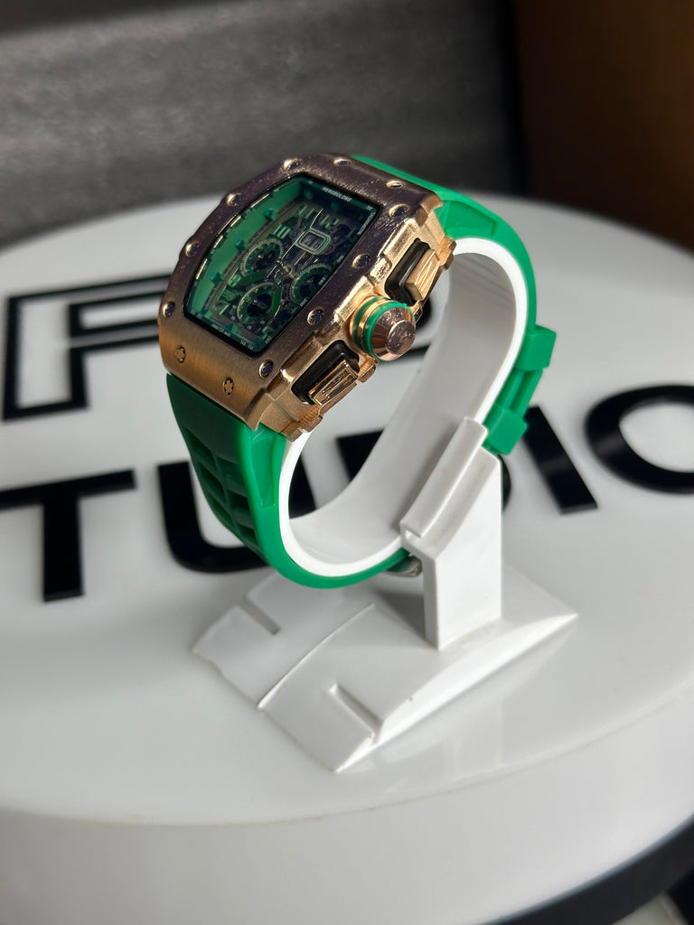 Hengbolong Premium Edition – Green Silicon Strap aur Skeleton Design