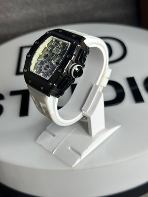 Hengbolong Arctic White Edition – White Skeleton Dial & High-Gloss Rose Gold Case