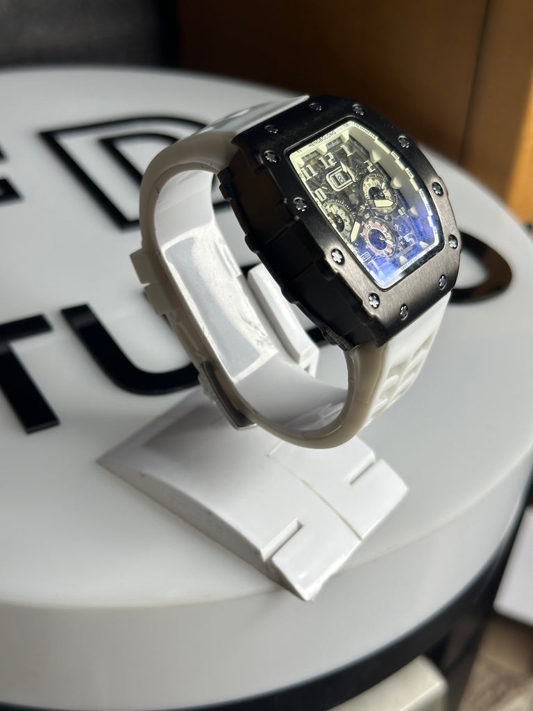 Hengbolong Arctic White Edition – White Skeleton Dial & High-Gloss Rose Gold Case