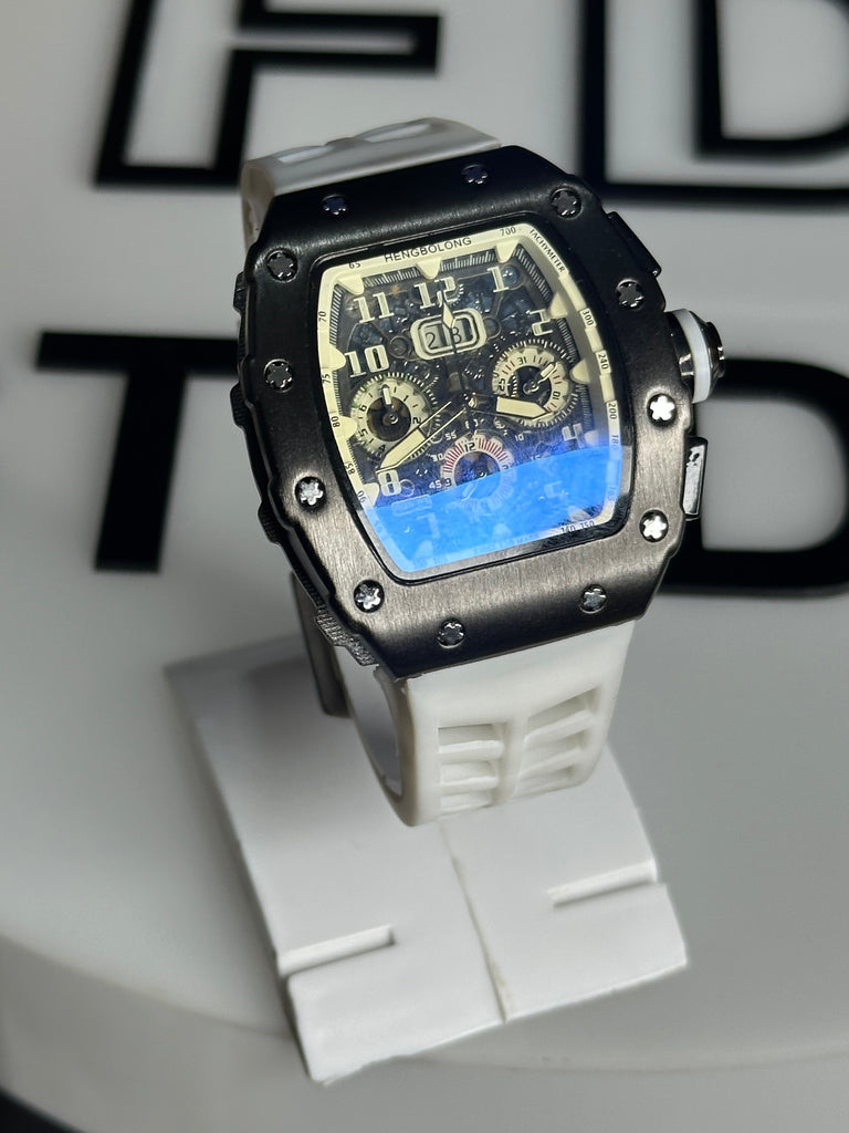 Hengbolong Arctic White Edition – White Skeleton Dial & High-Gloss Rose Gold Case