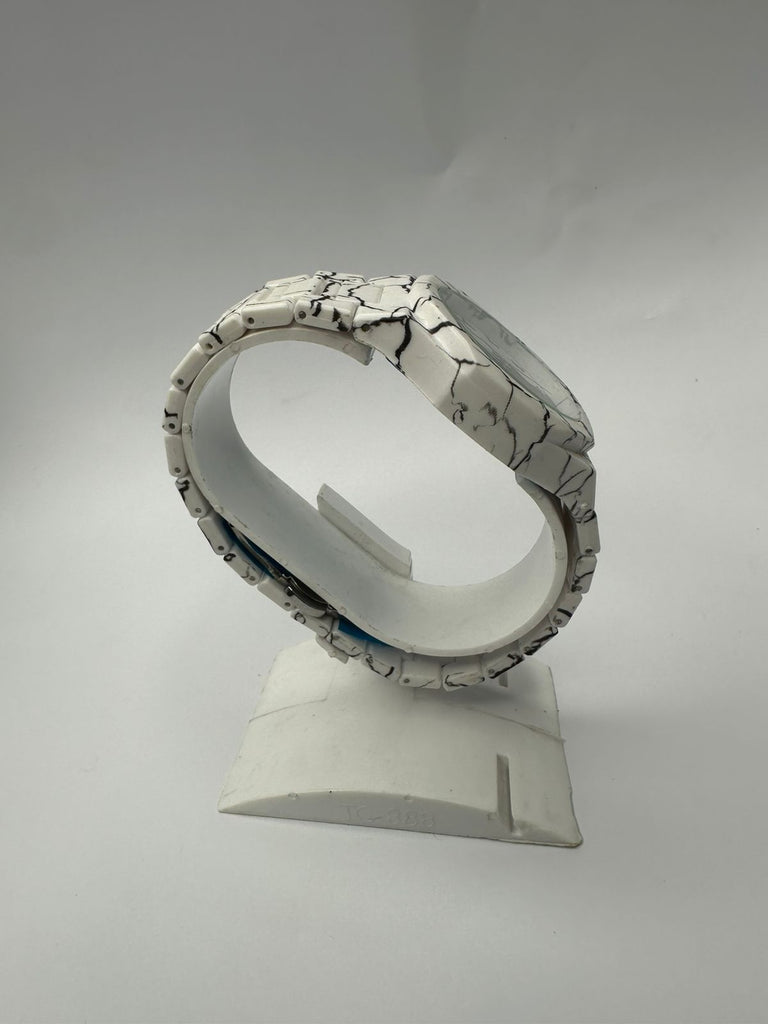 "Premium Marble Pattern Men's Watch | Arabic Script Numerals | Octagonal Design"