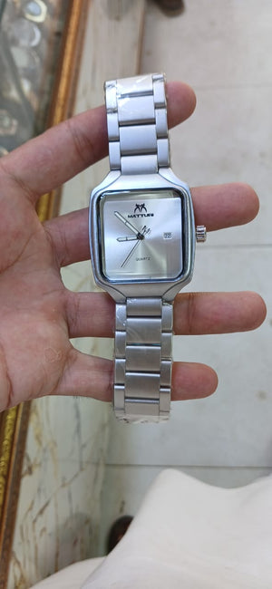 MATTURI Square Face Silver Watch