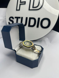 RICK™ Emerald Gold Skeleton – Luxury Two-Tone Quartz Watch for Men